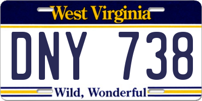 WV license plate DNY738