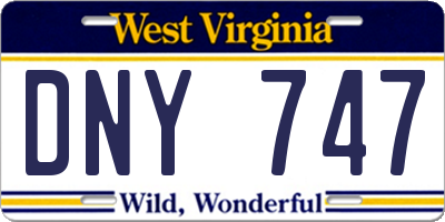 WV license plate DNY747