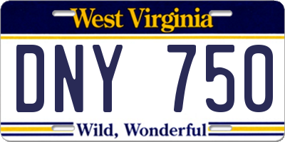 WV license plate DNY750