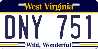 WV license plate DNY751