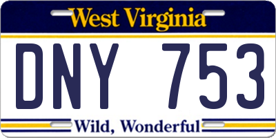 WV license plate DNY753