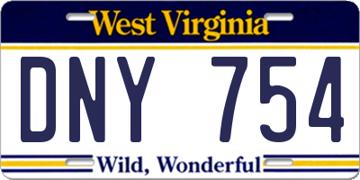 WV license plate DNY754
