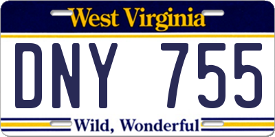WV license plate DNY755