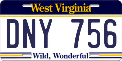 WV license plate DNY756