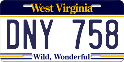 WV license plate DNY758