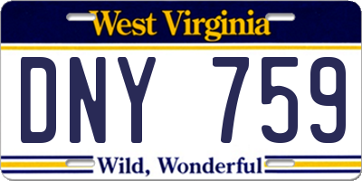 WV license plate DNY759