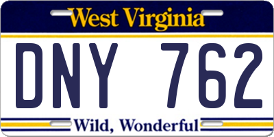WV license plate DNY762