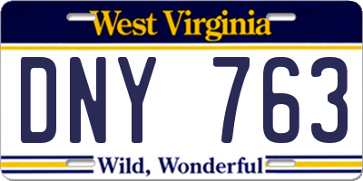WV license plate DNY763