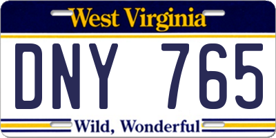 WV license plate DNY765