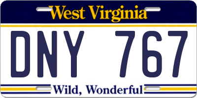 WV license plate DNY767