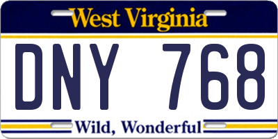 WV license plate DNY768