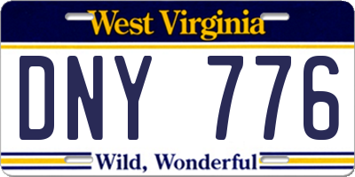 WV license plate DNY776