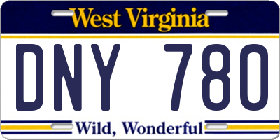 WV license plate DNY780