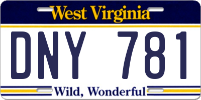 WV license plate DNY781