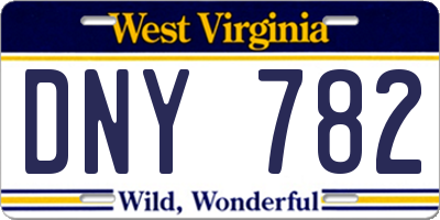 WV license plate DNY782