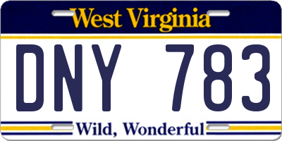 WV license plate DNY783