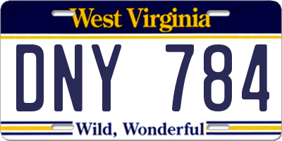 WV license plate DNY784