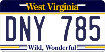 WV license plate DNY785