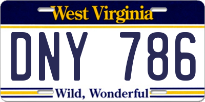 WV license plate DNY786