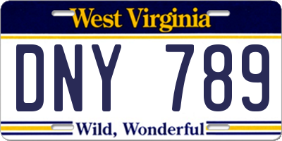 WV license plate DNY789