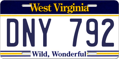 WV license plate DNY792