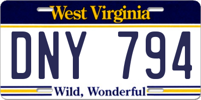 WV license plate DNY794