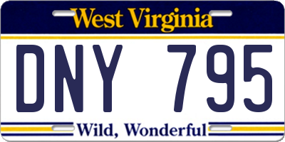 WV license plate DNY795