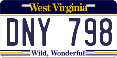 WV license plate DNY798