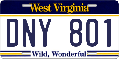 WV license plate DNY801