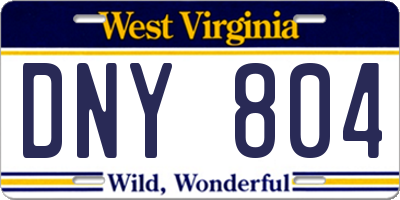 WV license plate DNY804