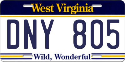 WV license plate DNY805