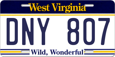 WV license plate DNY807