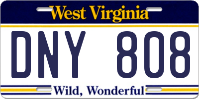 WV license plate DNY808