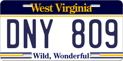 WV license plate DNY809
