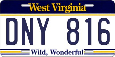 WV license plate DNY816