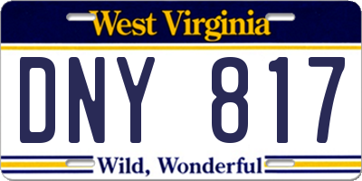 WV license plate DNY817