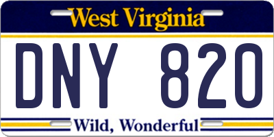 WV license plate DNY820