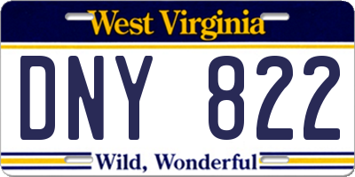 WV license plate DNY822