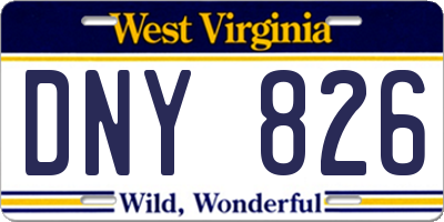 WV license plate DNY826