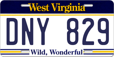 WV license plate DNY829