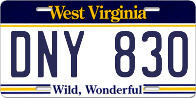 WV license plate DNY830