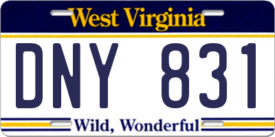 WV license plate DNY831