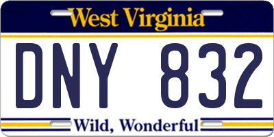 WV license plate DNY832
