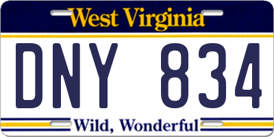 WV license plate DNY834