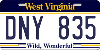 WV license plate DNY835