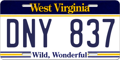 WV license plate DNY837