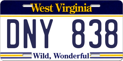 WV license plate DNY838