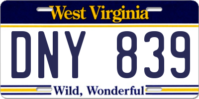WV license plate DNY839