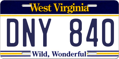 WV license plate DNY840