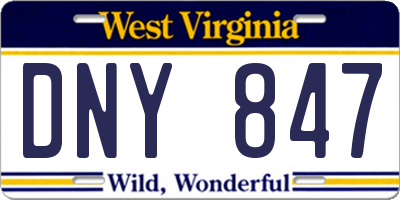WV license plate DNY847